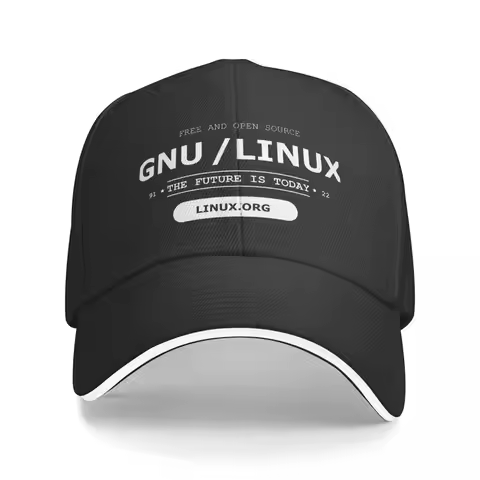 GNU Linux The Future Is Today Computer Programmer Code Washed Men's Baseball Cap Cycling Trucker Sna