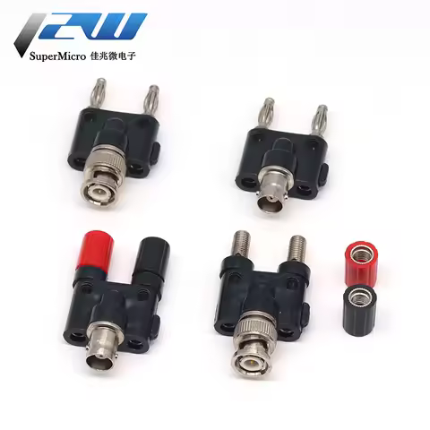 1Pcs Q9 BNC Banana To Two Dual 4mm Banana Male Female Jack Coaxial Connector BNC Tee Type 3Way Split