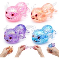 Axolotl Toy, Pack of 4 Axolotl Squeeze Toy, Stress Squeeze Toy, Axolotl Squishy Stress Ball Mini, An