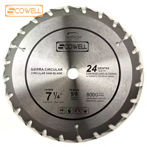 1 Pack 7-1/4" (184mm) 24 Teeth Circular Saw Blades Tungsten Carbide Tip YG6C Segment Cut Disc Woodwo