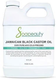 JAMAICAN BLACK CASTOR OIL | Organic Cold Pressed Unrefined | 100% Pure Natural Black Castor Oil Promotes Healthy Skin &amp; Hair | Carrier Oil &amp; Strengthens Nails | Sizes 2OZ to 1 GALLON | (32 OZ)