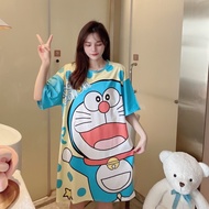 Cartoon Doraemon Printed Nightgown - Summer Sleepwear