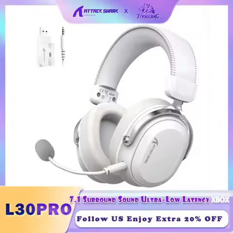 ATTACK SHARK L30 Pro Wireless Gaming Headset with 2.4Ghz/BT/Wired, Long Battery Life with Detachable
