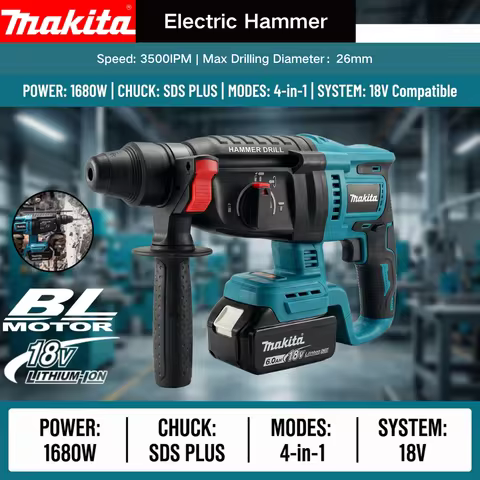 Makita DHR242 26MM Cordless Hammer Brushless Electric Hammer 18V Lithium Battery Wireless Drills For