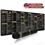 Python Programing Mouse Pad Large Shortcuts Cheat Sheet Keyboard Mousepad Stitched Edge Non-Slip Bas