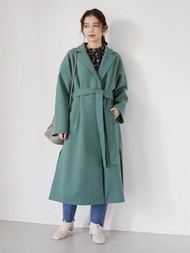 chocol raffine robe 綠色單扣綁帶長版大衣