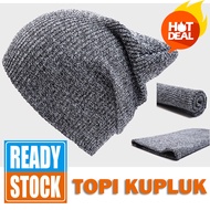Topi Kupluk Pria Dewasa Rajut Wool Ski Baggy Knitted Winter Fashion Beanie Hat Ciput Cowo Cowok Laki