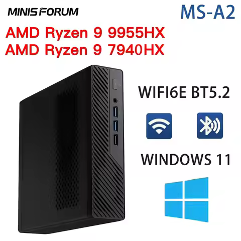 MINISFORUM MS-A2 MINI PC Ryzen 9 9955HX/7940HX DDR5 (Up to 96GB) M.2 2280 NVMe SSD WiFi6E BT5.2 PCIe