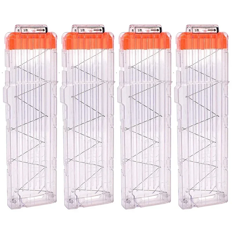 1/4PCS Soft Bullet Clips 18-Darts Quick Reload Clips Magazine Clips for Nerf Toy Dart Gun (Transparent White)