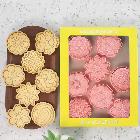 8 Pcs Flower Cookie Cutter Floral Shape Cookie Molds for Valentine's Day, Wedding, Mother's Day, Tea