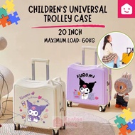 20-Inch Kids Ride-On Trolley Luggage Lightweight Sit-On Suitcase with Wheels for Travel Carry On Zip