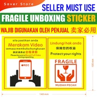 Saverstore Fragile Sticker Unboxing Sticker Unpacking Sticker Alert Sticker A6 Size Caution Sticker 