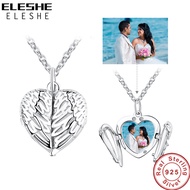 ELESHE 925 Sterling Silver Angel Wing Necklace Pendant for Women Long Chain Necklaces Personalized Custom Photo Heart Jewelry