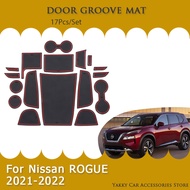 สำหรับ Nissan ROGUE 2021 2022ประตู Groove Pad ยางประตู Slot Mat Anti-Slip แผงกันฝุ่นถ้วยเบาะรถ Coasters จัดแต่งทรงผมสติกเกอร์