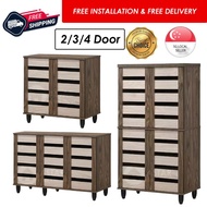 Furniture Amart 2 DOOR WOODEN SHOE CABINET 3 DOOR SHOE RACK 3 DOOR TALL SHOE ORGANISER [ASSEMBLED]