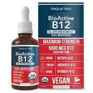 BioActive Vitamin B12 5000 mcg | Contains 3 BioActive B12 Forms Plus Methylfolate Cofactor - Methyl 