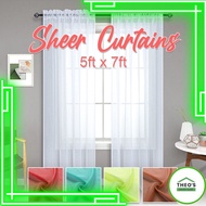 Theos 1pc Solid Color Sheer Curtains Kurtina Panel for Living Room Rod Pocket Window Curtain 5ftx7ft