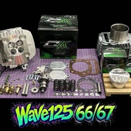 ฝาสูบ4วาล์วwave125 ชุด4วาล์วเวฟ125 ขนาดวาล์ว 21/24-22/25 ชุด4วาล์วwave125 เสื้อลูก66/67พร้อมฝาสูบ4วา