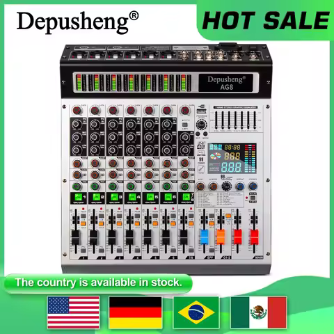Depusheng AG8 8 Channel Mixer Professional audio console mixer DJ console for audio stage 99 DSP dig