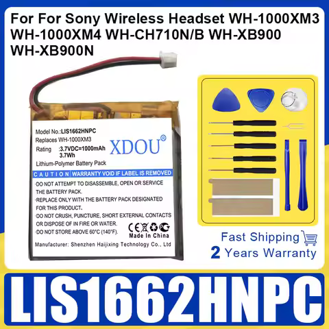 New 1000mAh 3.7V LIS1662HNPC Replacement Battery For Sony WH-1000xM3, WH-1000XM4, WH-CH710N/B, WH-XB