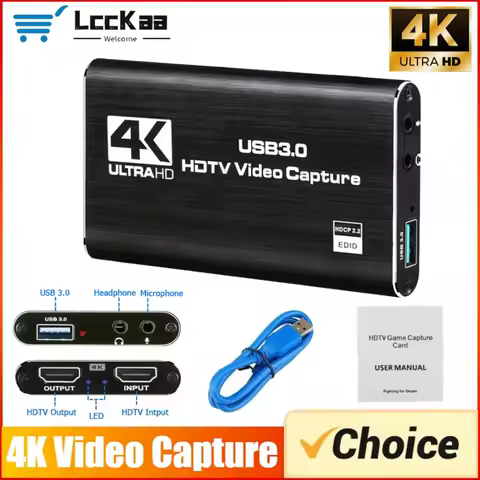 4K USB 3.0 Video Capture Card 30HZ HDMI-Compatible HD Live Video Recorder Grabber for PC PS4 OBS Gam