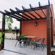 Anti-corrosion wood outdoor garden climbing rattan carbonized wood promenade garden solid wood gazeb
