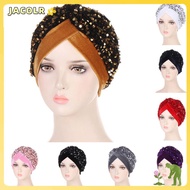 JACOLR Turban Hat Women Headscarf Glitter Sequins Head Wraps