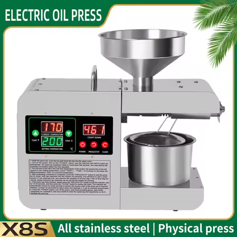 X8S New Upgraded Intelligent Temperature Control Oil Press Stainless Steel Cold Press Flaxseed Peanu