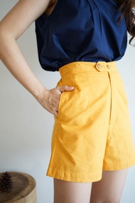 高腰拉鍊短褲 _ MANOW : 黃色