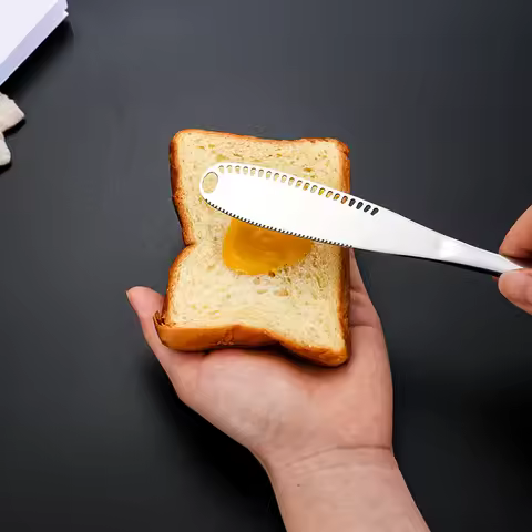 1pc Stainless Steel Butter Knife Tableware Cheese with Holes Spread Cream Knife Bread Jam Cheese But