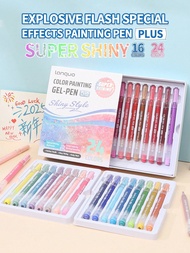 16/24/36/54/72 Colors Large Capacity Gel Pen, 1.0mm Thick Tip, For Painting, Writing In Hand Account