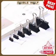 DW 1pcs 19mm 25mm 32mm 41mm 51mm Black Metal Paper Double Clip Bulldog klik kertas Paperclip Round B