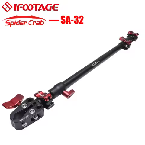 IFOOTAGE 32" Camera Support Arm, Spider Crab Telescoping Support Rod with Jaw Clamp & Ball Head, Tri