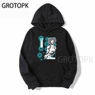 Japan Anime Rei Ayanami Evangelion Hoodies Men Manga Unisex Streetwear Hoodies Casual Short Seve Oversized Hoodies Homme