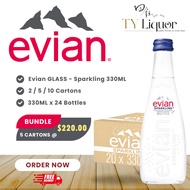 Evian SPARKLING Natural Mineral Water (Glass), 20 Bottles x 330ml (BBD: Apr 2027)