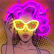 Wow Lady Pop Art LED Neon Sign USB หรี่แสงได้นีออนสําหรับ Mancave และร้านเสริมสวย Pop Art Design ตกแ