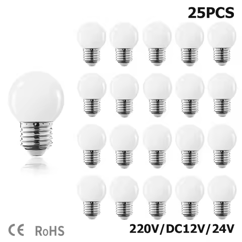 Plastic Milky Globe Led Bulb PC G45 SMD White E27 220V 12V 24V String Light Bulb 2W 3W 5W Garden Par
