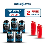MakeMoves Whey ISO Pro สูตรลีน กล้ามชัด  (รสช็อคโกแล็ต)  สีน้ำเงิน   5กระปุก แถม แก้วแดง 2 ใบ