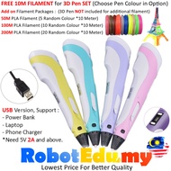 FREE 10M PLA Filament USB 3D Pen Full Set LCD V2 3D Printing Doodle Arts Craft Drawing SMK RBT Schoo