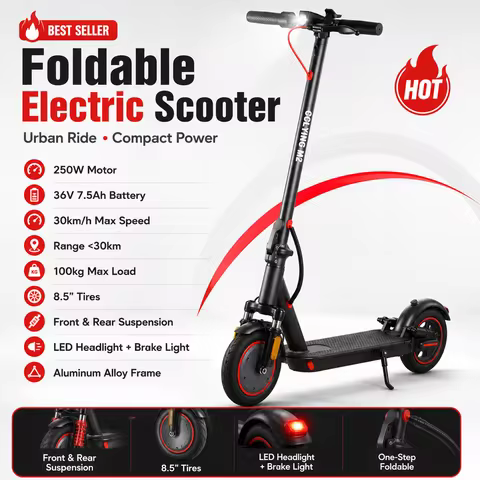 Adult Electric Scooter, 36V 10.4AH Battery, As a holiday gift,400W Motor, 8.5-inch Puncture-resistan