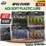 8PCS 6.5cm 2.7g AOI TPE SP Soft Plastic fishing lure bait Ikan Umpan casting haruan siakap toman