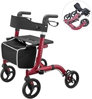 Walkers for Seniors Walking Frame,Rollator Lightweight Folding 4 Wheel Walker with Seat Lockable Bra