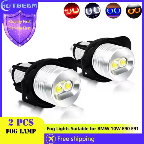 Angel Eye 2Pcs Error Free Angel Eye Halo Ring Marker Side Light LED Bulb 10W Car Headlight Fog Lamp 
