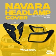 NISSAN NAVARA NP300 HEADLAMP 2014-2019 BODYKIT COVER MATTE BLACK RED LOGO