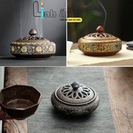 Premium Frankincense Burner - Agarwood Burner With Ceramic Flower Pattern - Burning Bud - LINH An