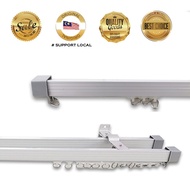 Rel Langsir Single & Double Aluminium Aluminum Lengkap Rail Track Set Besi Cangkuk AluminiumCurtain 