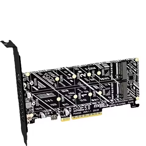 For PCI-E to Dual NVMe RAID PCIe 5.0 X8 Splitter Card for M.2 NVME MKEY 2230/2242/2260/2280/22110 SS