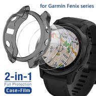 2-in-1 Protective Case + Screen Protector for Garmin Fenix 7 7S 7X 6 6S 6X Pro 5 5S Smart Watch Silicone Cover &amp; Tempered Glass