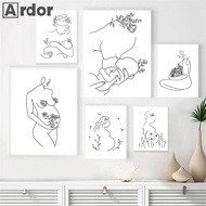 Abstract Draned Lines Family Mama Baby Wall Art Canvas Painting Nordic Posters And Prints Pictures B