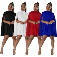 K10323 Women's Chiffon Dress - Puffed Sleeve, Colorful, Loose Fit